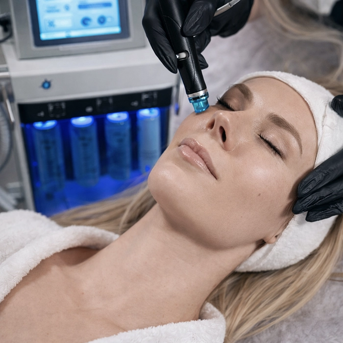 Hydrafacial-syndeo-ansiktsbehandling-kvinna-sverige